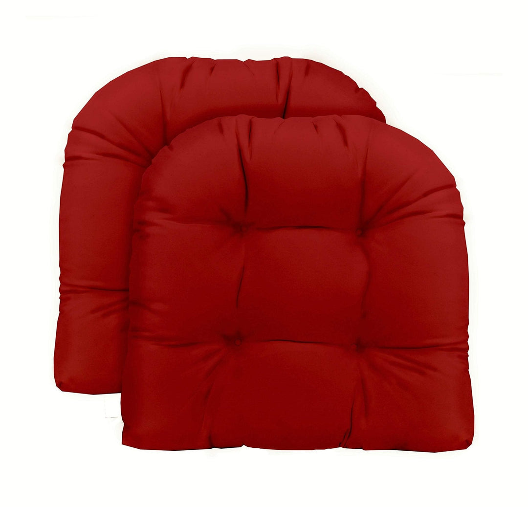 Set of 2 U-Shape Wicker Tufted Seat Cushions | 19" x 19" | Red | SUMMER FLASH SALE - RSH Decor