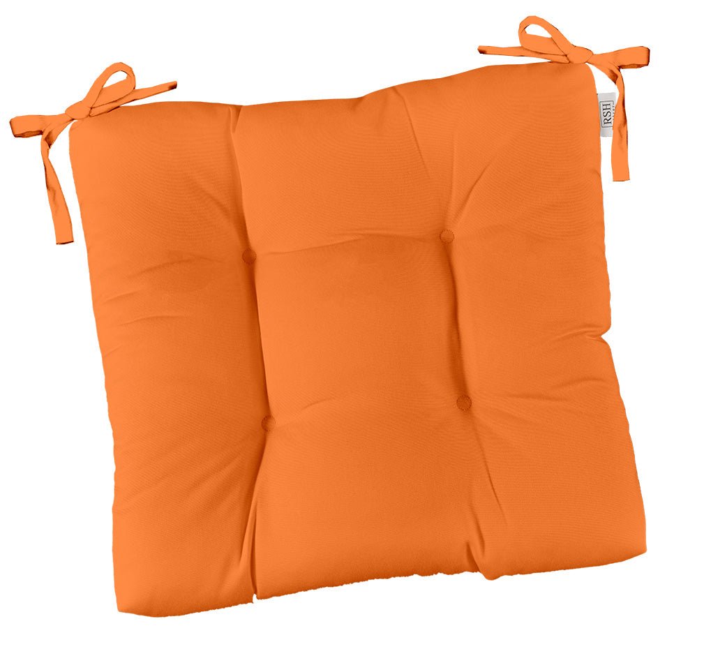 Sunbrella Canvas Oranges Tufted Dining Chair Cushion