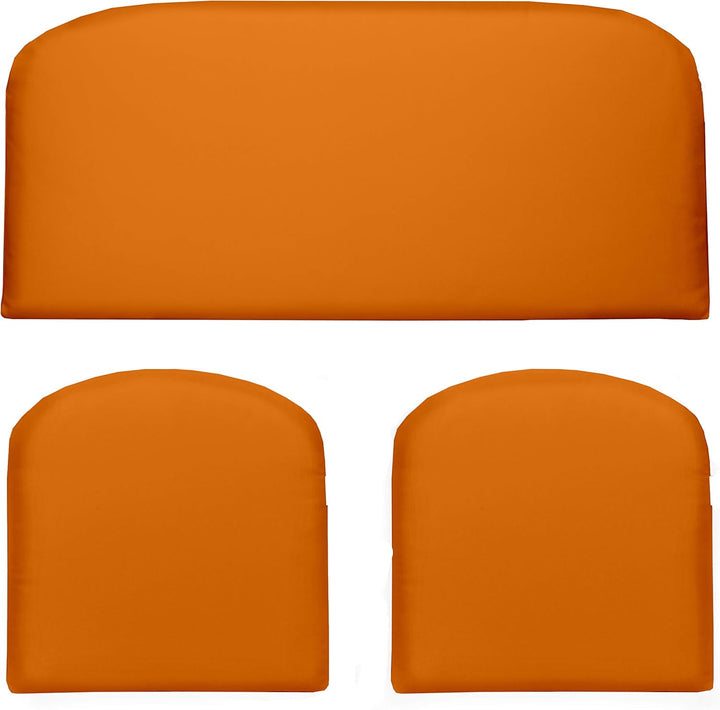 3 Piece Foam Wicker Settee and Chair Cushion Set | Foam | 41” W x 19" D x 3" Thick & 19" x 19" x 3" | Orange | SUMMER FLASH SALE - RSH Decor