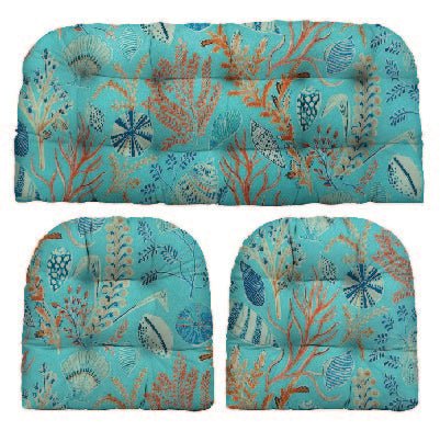 3 Piece Tufted Wicker Settee and Chair Cushion Set | Reversible | 1 Loveseat 41” x 19" & 2 U-Shape 19" x 19" | SPRING FLASH SALE - RSH Decor