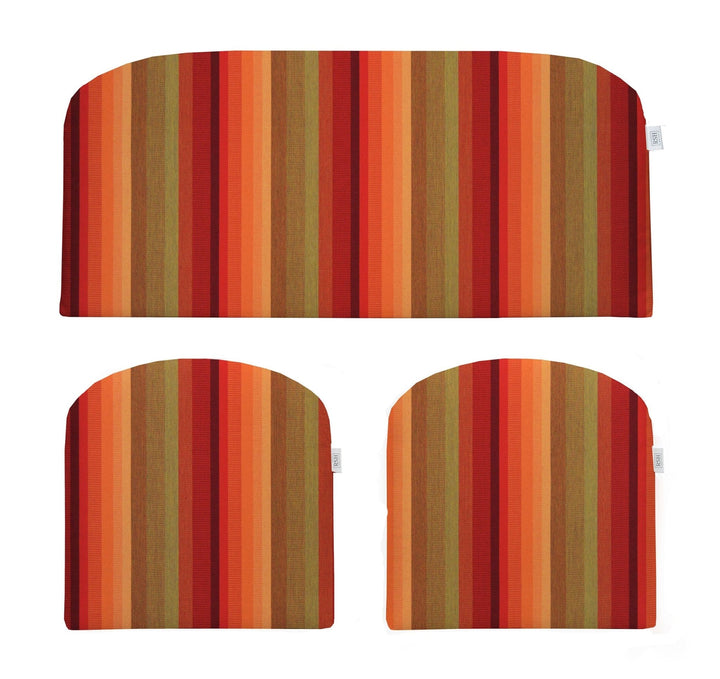 3 Piece Wicker Cushion Set | Foam | Sunbrella Performance Fabric | Sunbrella Astoria Sunset - RSH Decor