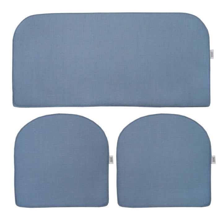 3 Piece Wicker Cushion Set | Foam | Sunbrella Performance Fabric | Sunbrella Canvas Air Blue - RSH Decor