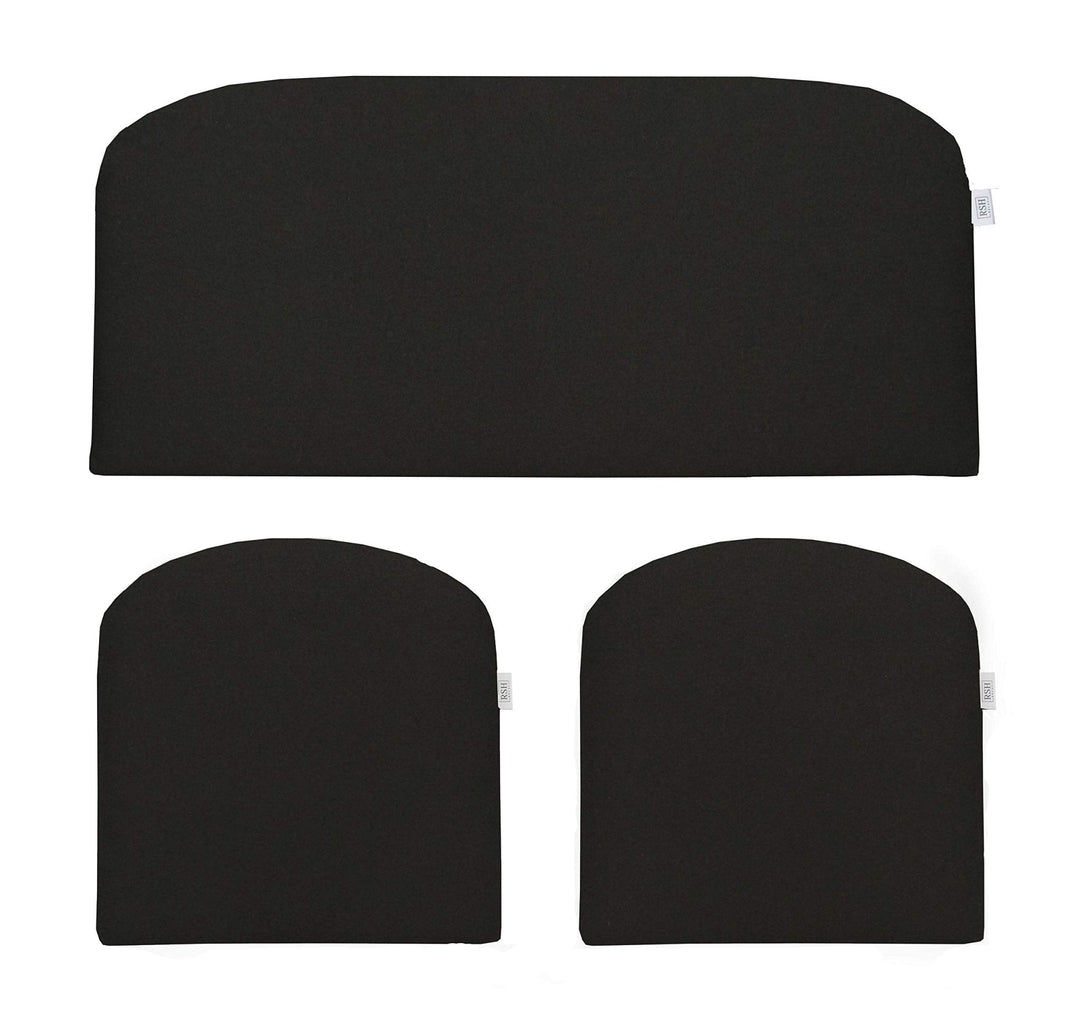 3 Piece Wicker Cushion Set | Foam | Sunbrella Performance Fabric | Sunbrella Canvas Black - RSH Decor