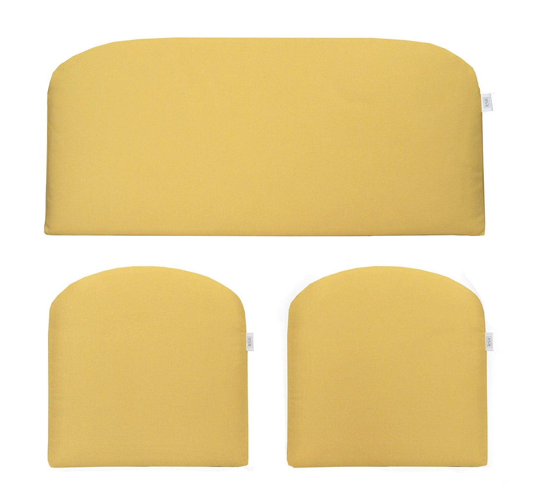 3 Piece Wicker Cushion Set | Foam | Sunbrella Performance Fabric | Sunbrella Canvas Buttercup Yellow - RSH Decor