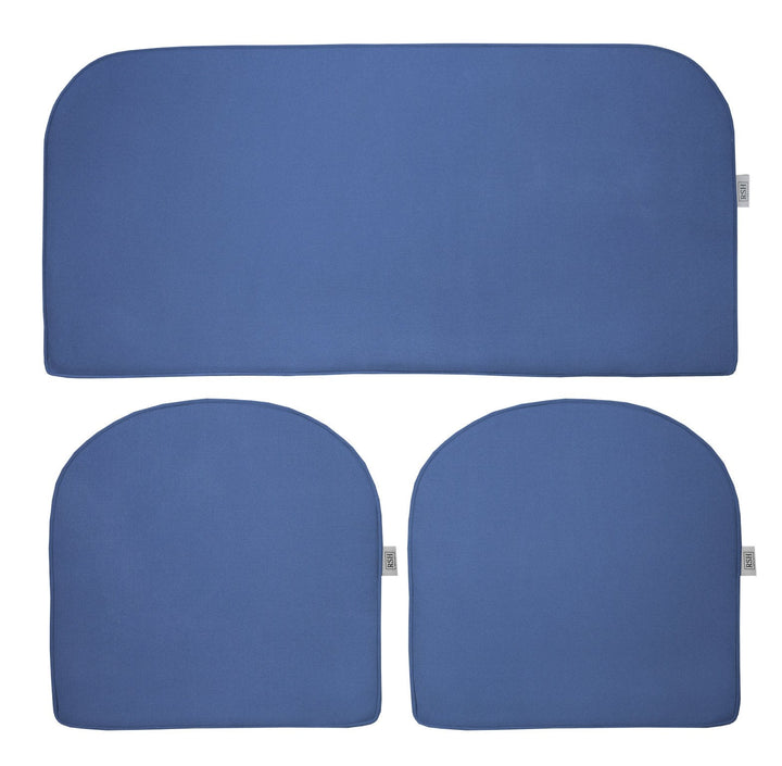 3 Piece Wicker Cushion Set | Foam | Sunbrella Performance Fabric | Sunbrella Canvas Capri Blue - RSH Decor