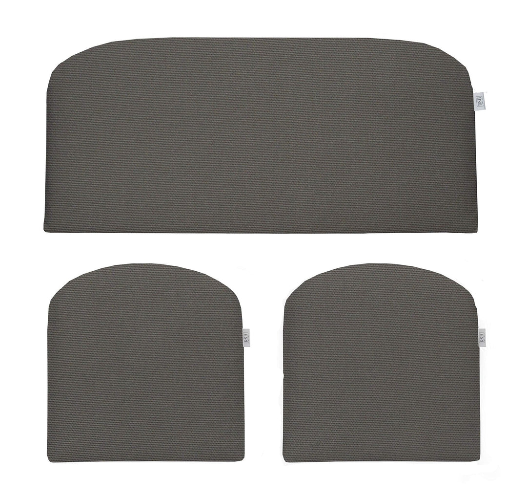 3 Piece Wicker Cushion Set | Foam | Sunbrella Performance Fabric | Sunbrella Canvas Charcoal - RSH Decor