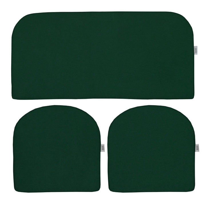 3 Piece Wicker Cushion Set | Foam | Sunbrella Performance Fabric | Sunbrella Canvas Forest Green - RSH Decor