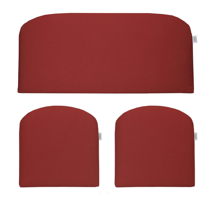 3 Piece Wicker Cushion Set | Foam | Sunbrella Performance Fabric | Sunbrella Canvas Jockey Red - RSH Decor