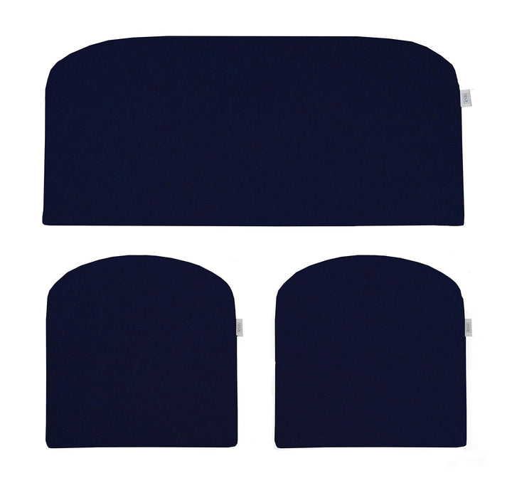 3 Piece Wicker Cushion Set | Foam | Sunbrella Performance Fabric | Sunbrella Canvas Navy - RSH Decor