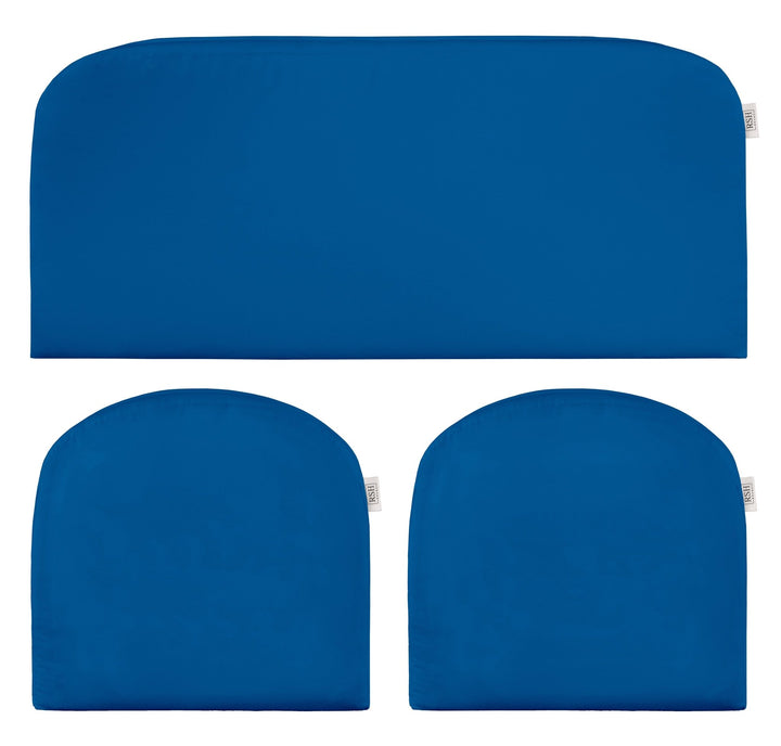 3 Piece Wicker Cushion Set | Foam | Sunbrella Performance Fabric | Sunbrella Canvas Pacific Blue - RSH Decor