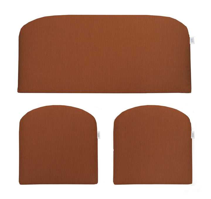 3 Piece Wicker Cushion Set | Foam | Sunbrella Performance Fabric | Sunbrella Canvas Rust - RSH Decor