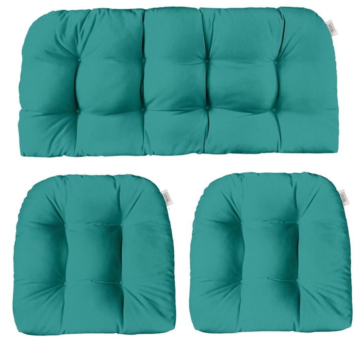 3 Piece Wicker Cushion Set | Tufted | Sunbrella Performance Fabric | Canvas Aruba - RSH Decor