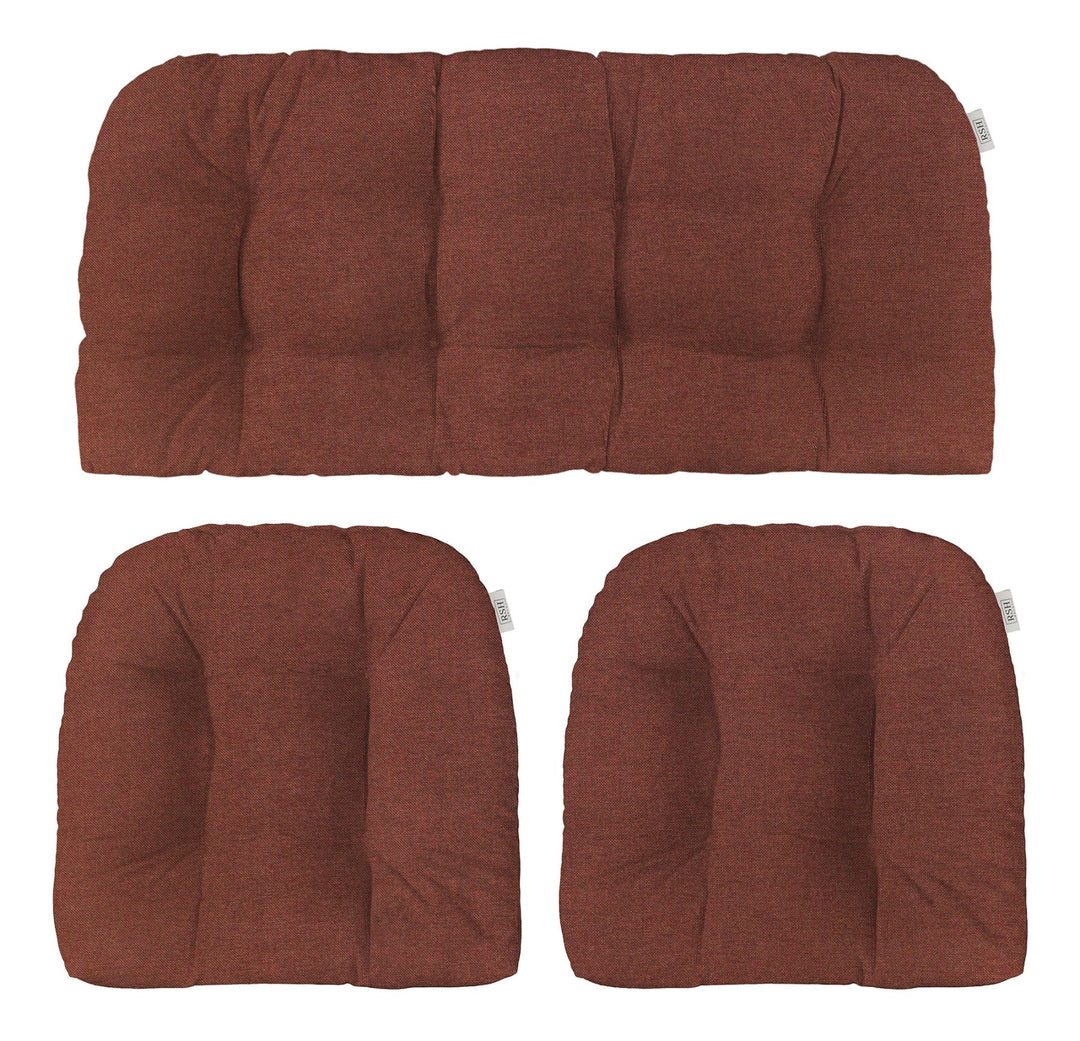 3 Piece Wicker Cushion Set | Tufted | Sunbrella Performance Fabric | Garnet & Black Collection - RSH Decor