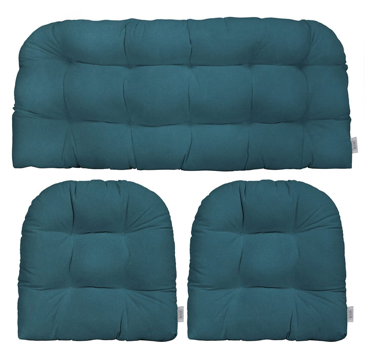 3 Piece Wicker Cushion Set | Tufted | Sunbrella Performance Fabric | Sunbrella Canvas Regatta - RSH Decor