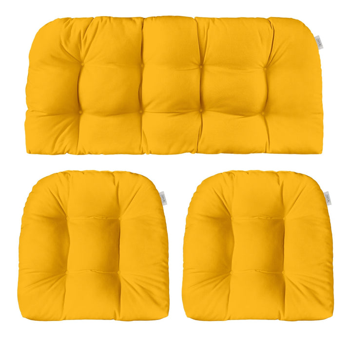 3 Piece Wicker Cushion Set | Tufted | Sunbrella Solids - RSH Decor