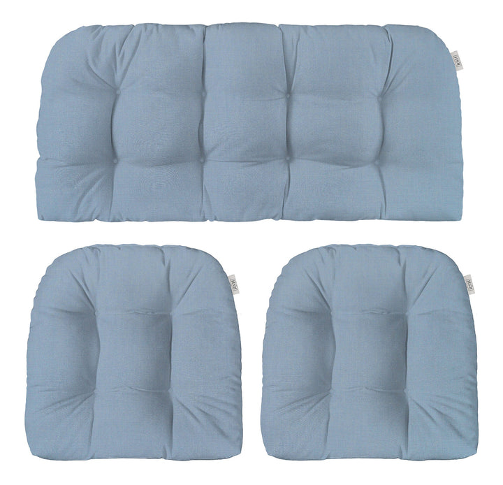 3 Piece Wicker Cushion Set | Tufted | Sunbrella Solids - RSH Decor