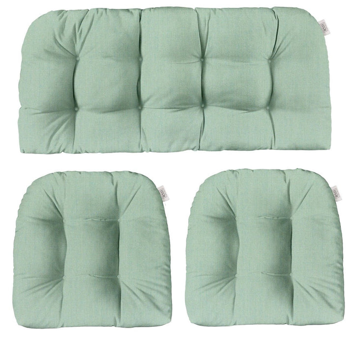 3 Piece Wicker Cushion Set | Tufted | Sunbrella Solids - RSH Decor