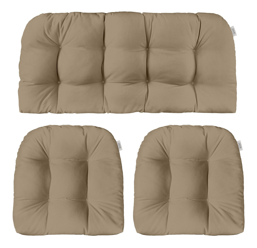 3 Piece Wicker Cushion Set | Tufted | Sunbrella Solids - RSH Decor