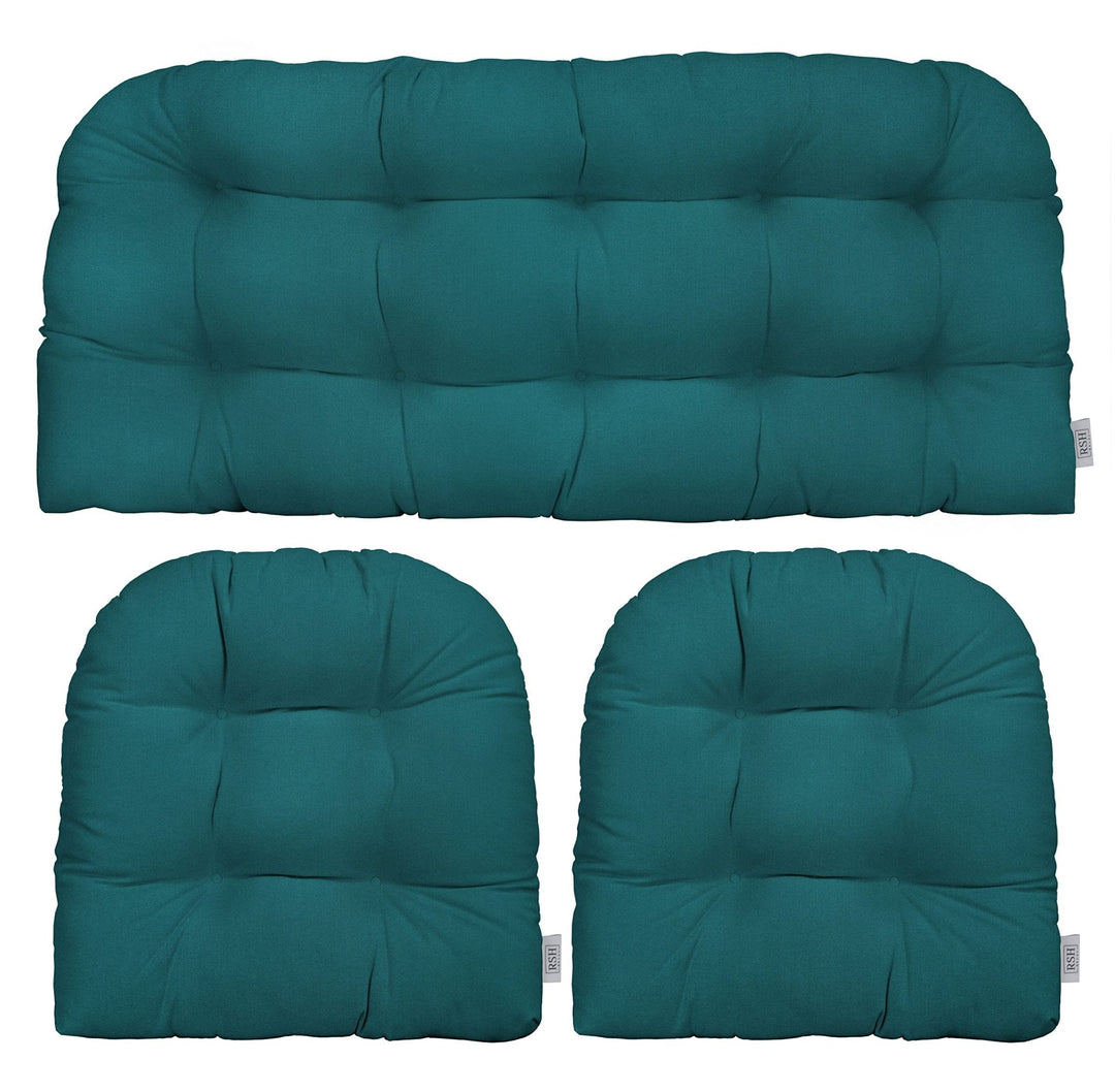 3 Piece Wicker Cushion Set | Tufted | Sunbrella Solids - RSH Decor