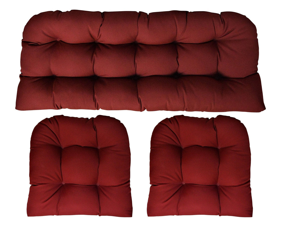 3 Piece Wicker Cushion Set | Tufted | Sunbrella Solids - RSH Decor