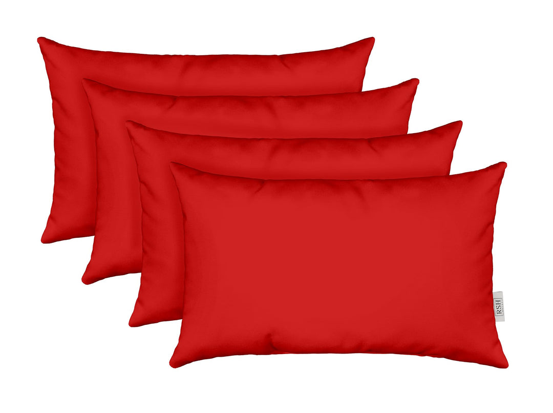 Set of 4 Indoor / Outdoor Decorative Lumbar / Rectangle Pillows - Sunbrella Canvas Jockey Red