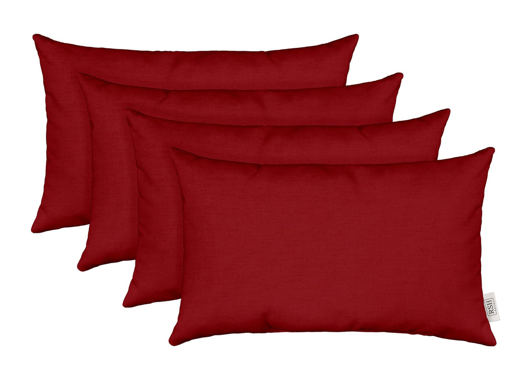 RSH Décor Sunbrella Jumbo Lumbar Pillow Covers – Set of 4 | 26" x 16" | Outdoor Use – Patio, Lounge, Adirondack, Deck | Water & Fade-Resistant | Play Scarlet | Includes Down-Alternative Inserts