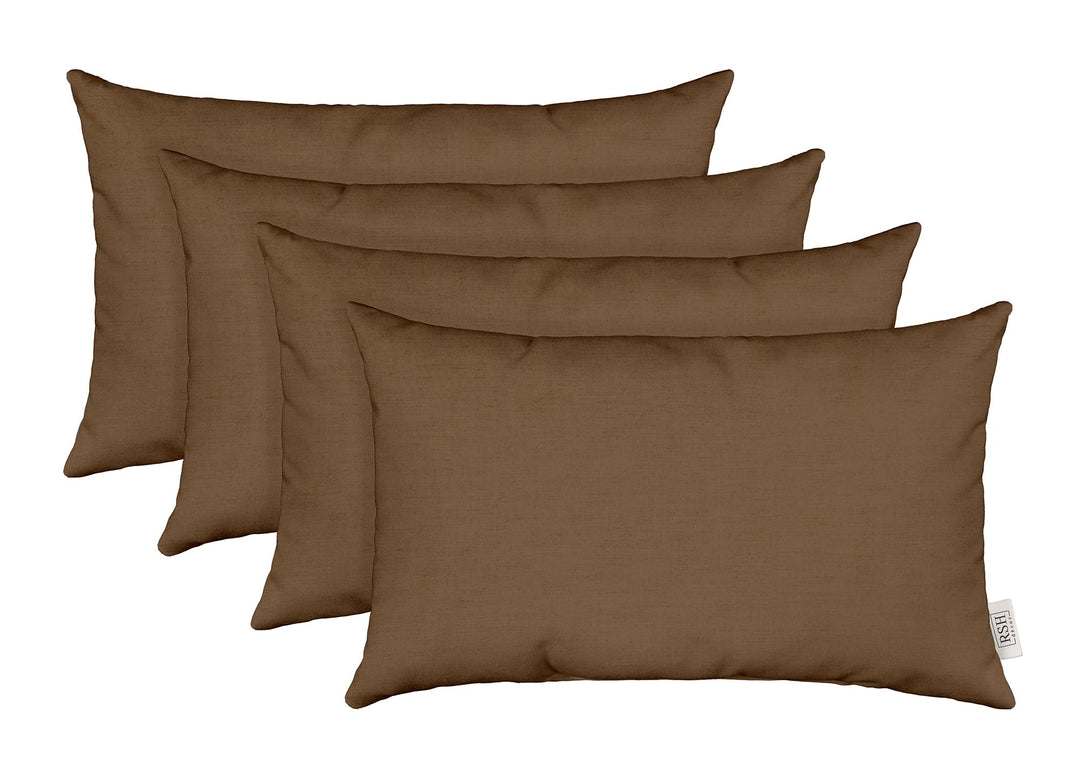 RSH Décor Sunbrella Jumbo Lumbar Pillow Covers – Set of 4 | 26" x 16" | Outdoor Use – Patio, Lounge, Adirondack, Deck | Water & Fade-Resistant | Play Mocha | Includes Down-Alternative Inserts