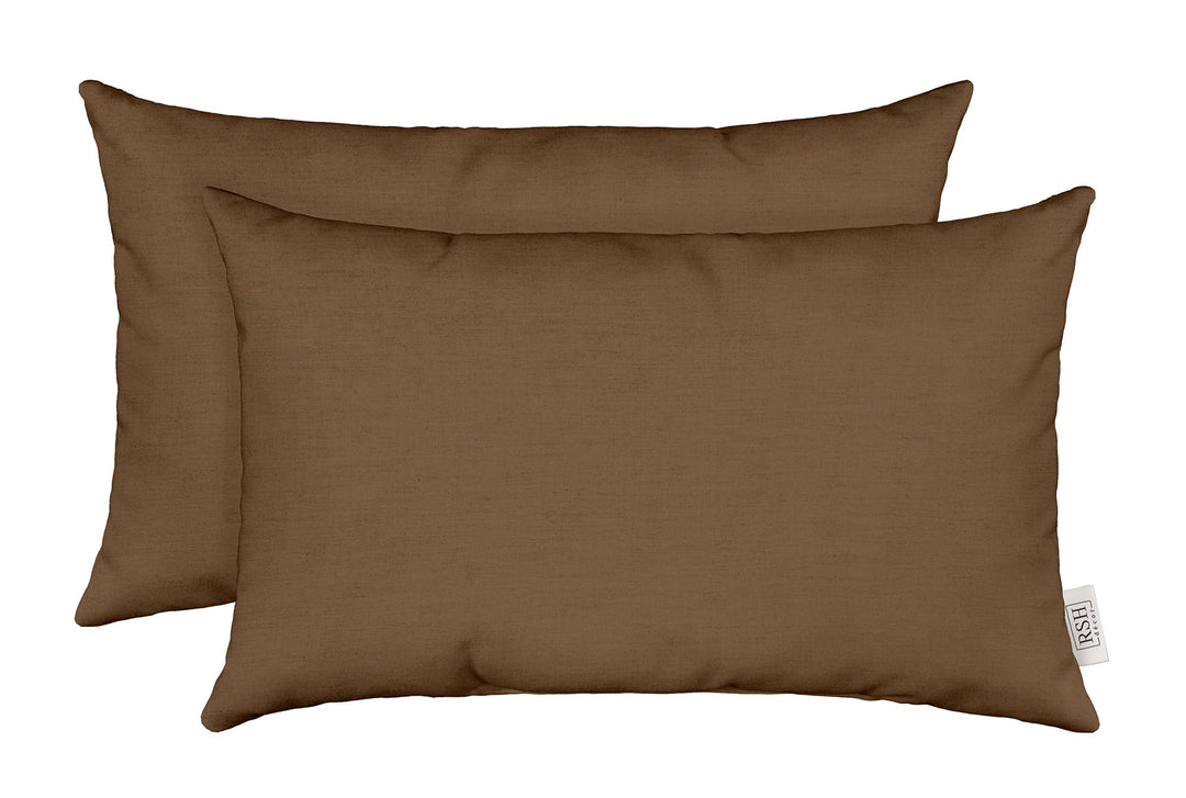 RSH DECOR: Sunbrella Play Jumbo Lumbar Pillows Set of 2 | 26" x 16" | Water and Fade-Resistant Performance Fabric | Outdoor Pillow Covers with Down-Alternative Inserts | Play Mocha
