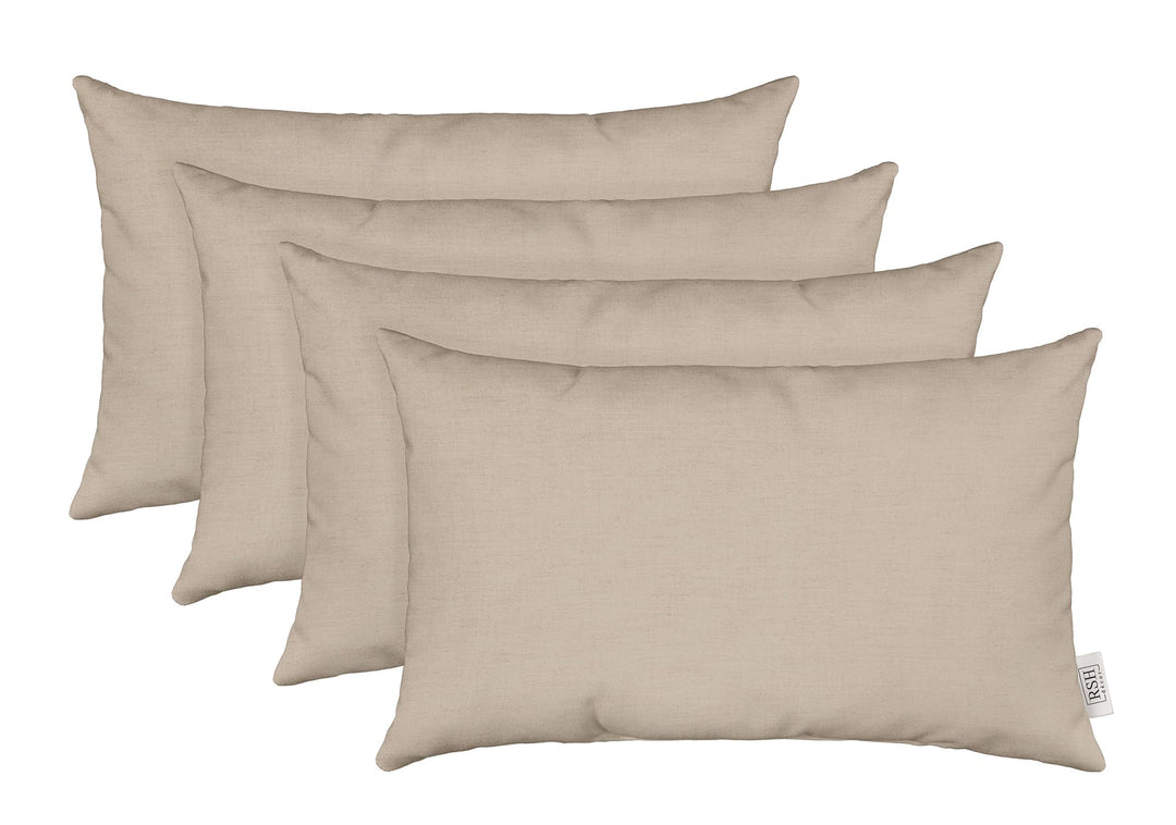 RSH Décor Sunbrella Jumbo Lumbar Pillow Covers – Set of 4 | 26" x 16" | Outdoor Use – Patio, Lounge, Adirondack, Deck | Water & Fade-Resistant | Play Oat | Includes Down-Alternative Inserts