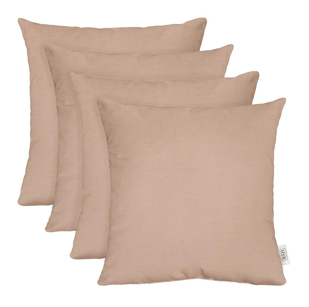 RSH DECOR: Sunbrella Play Square Throw Pillows Set of 4 | 24" x 24" | Water and Fade-Resistant Performance Fabric | Outdoor Pillow Covers with Down-Alternative Inserts | Play Cameo