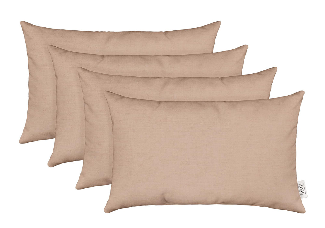RSH Décor Sunbrella Jumbo Lumbar Pillow Covers – Set of 4 | 26" x 16" | Outdoor Use – Patio, Lounge, Adirondack, Deck | Water & Fade-Resistant | Play Cameo | Includes Down-Alternative Inserts