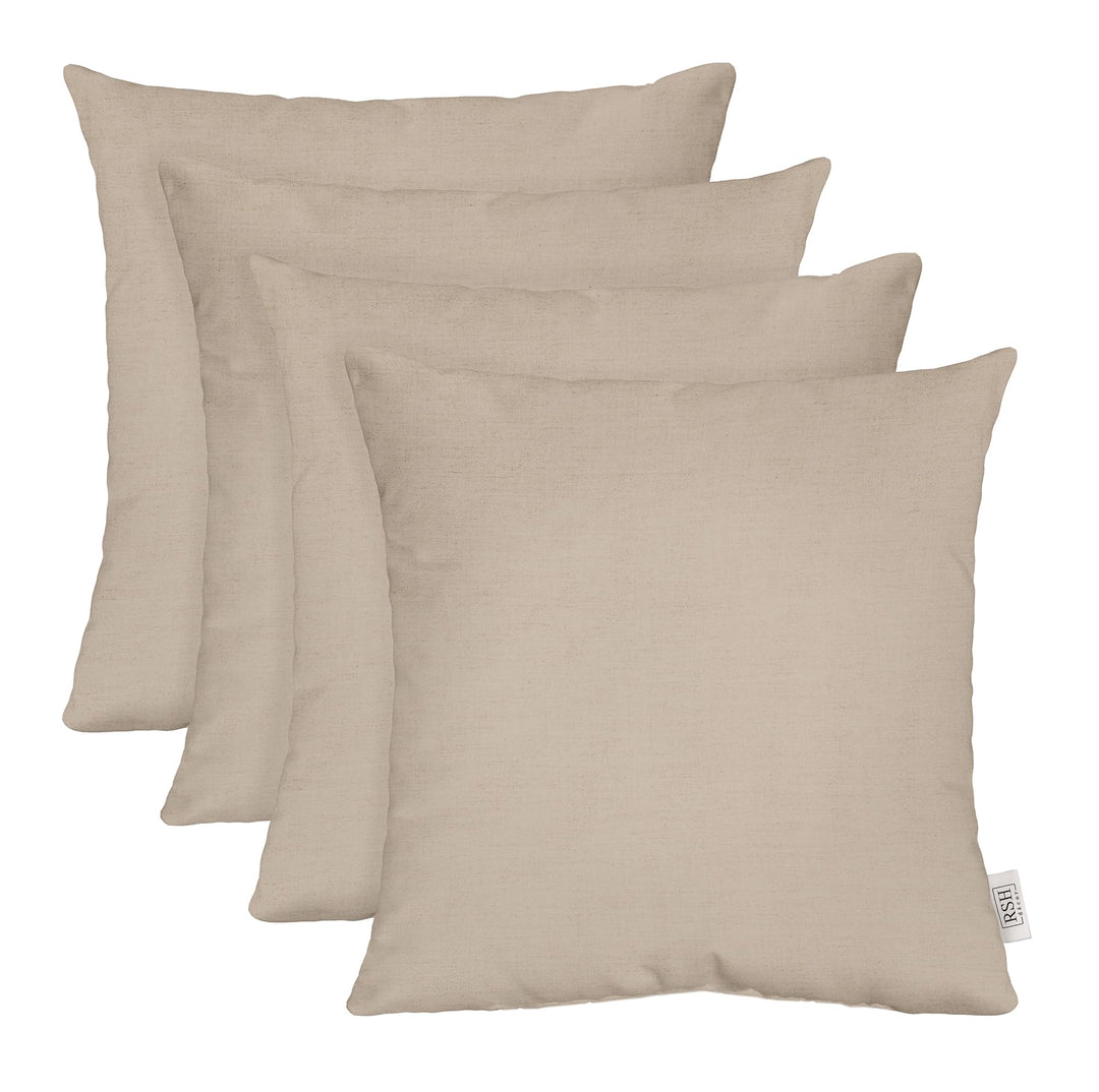 RSH DECOR: Sunbrella Play Square Throw Pillows Set of 4 | 24" x 24" | Water and Fade-Resistant Performance Fabric | Outdoor Pillow Covers with Down-Alternative Inserts | Play Oat