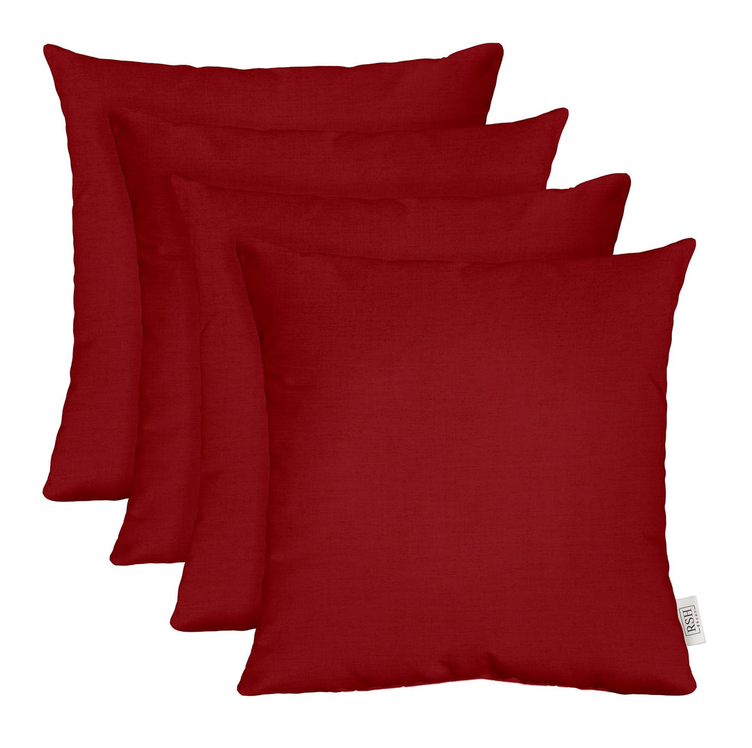 RSH DECOR: Sunbrella Play Square Throw Pillows Set of 4 | 24" x 24" | Water and Fade-Resistant Performance Fabric | Outdoor Pillow Covers with Down-Alternative Inserts | Play Scarlet