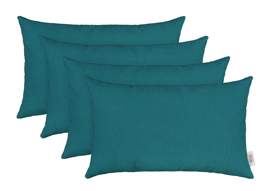 RSH DECOR: Sunbrella Lumbar Throw Pillows Set of 4 | 20" x 12" | Water and Fade-Resistant Performance Fabric | Outdoor Pillow Covers with Down-Alternative Inserts | Spectrum Peacock