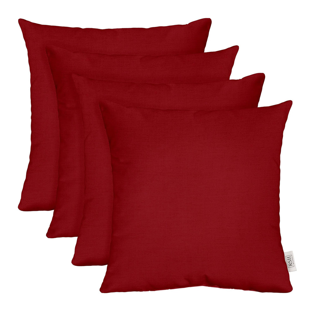 RSH DECOR: Sunbrella Play Square Throw Pillows Set of 4 | 17" x 17" | Water and Fade-Resistant Performance Fabric | Outdoor Pillow Covers with Down-Alternative Inserts | Play Scarlet