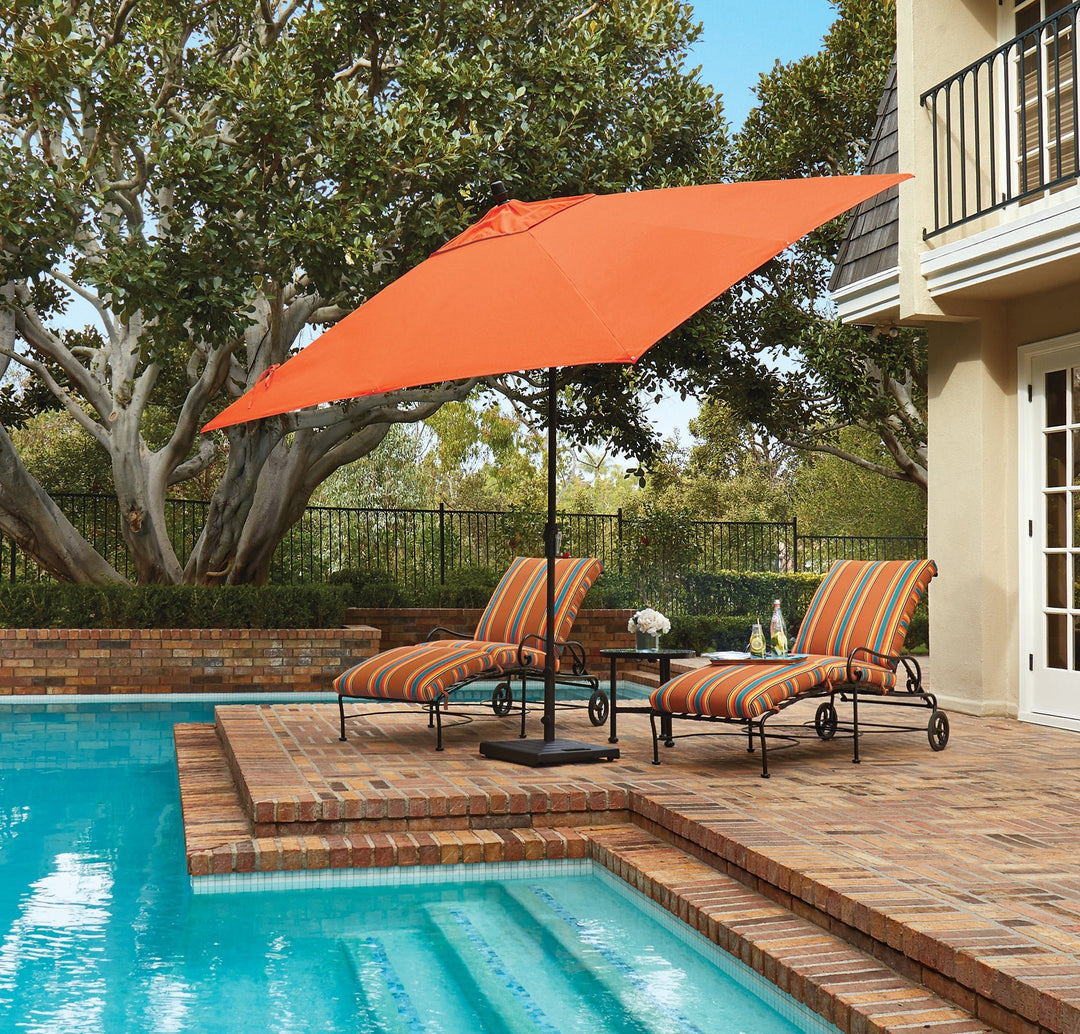 decorative outdoor patio umbrellas The Montague Umbrella x8 Struts 10ft Patio Square Offset Umbrella