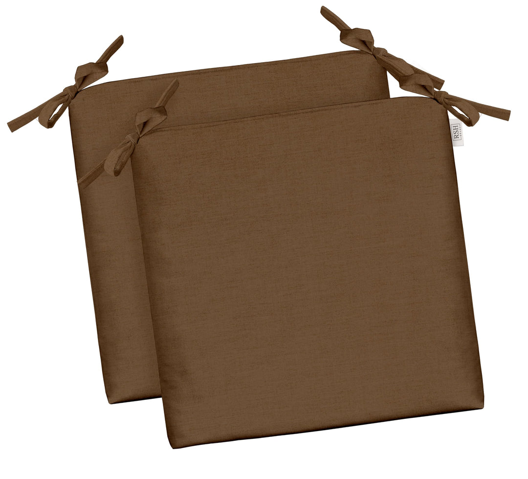 RSH DECOR: Sunbrella Foam Chair Cushions Set of 2 | 15" x 14" x 2" | All-Weather Square Cushions for Patio Furniture | Crafted with Sunbrella Performance Fabric | Play Mocha