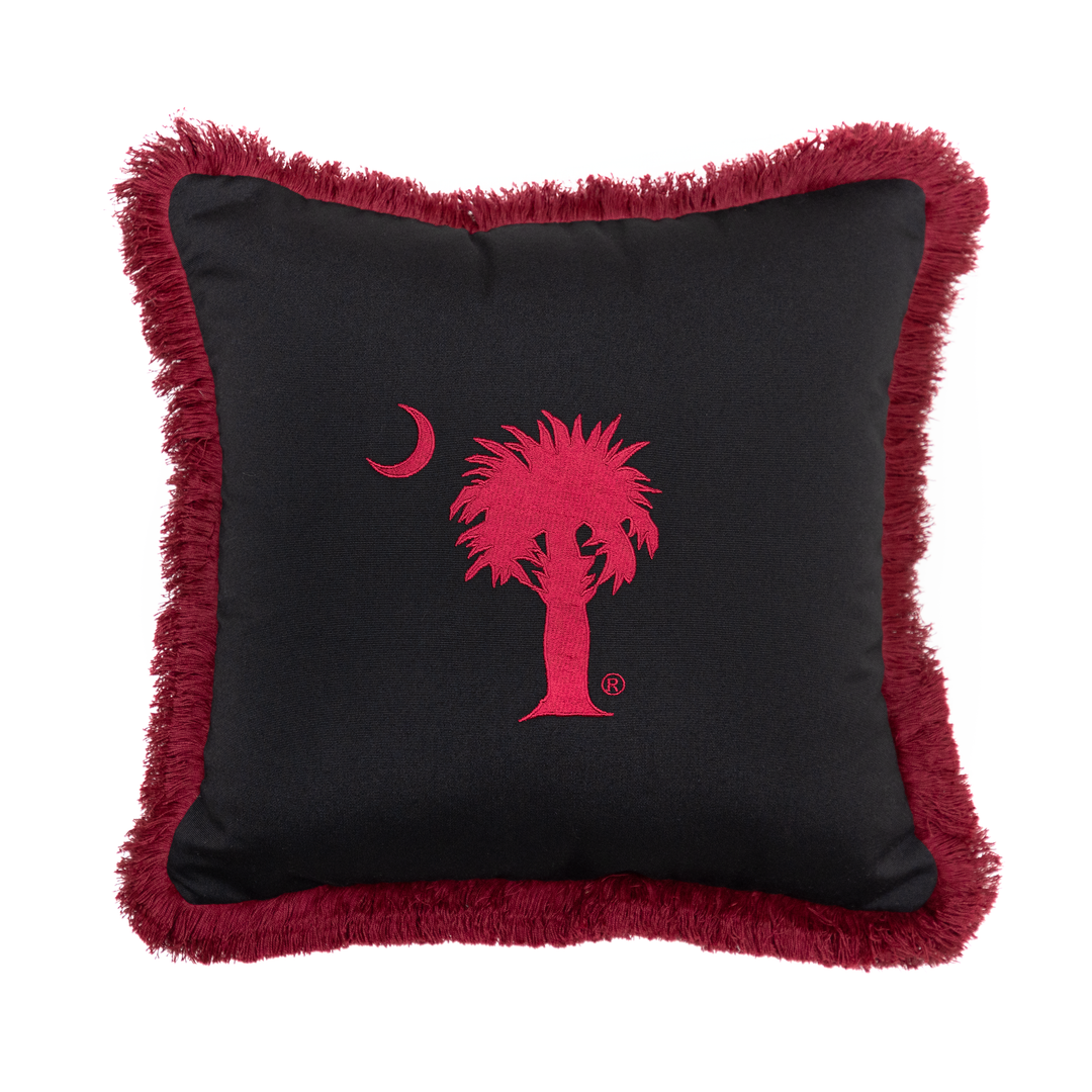 Garnet & Black Carolina Palm Tree Pillow