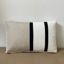 Sunbrella Duo Stripe Lumbar Pillow in Flax/Black