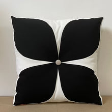 Sunbrella Flower Pillow in Black/Flax