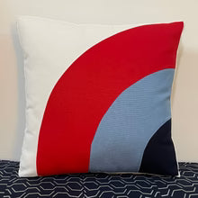 Sunbrella Groove Pillow in Logo Red/Air Blue
