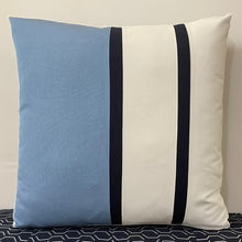 Sunbrella Duo Stripe Large Pillow in Air Blue/Navy
