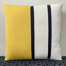 Sunbrella Duo Stripe Large Pillow in Buttercup/Navy