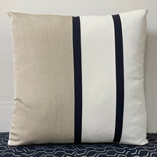 Sunbrella Duo Stripe Large Pillow in Flax/Navy