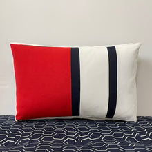 Sunbrella Duo Stripe Lumbar Pillow in Logo Red/Navy