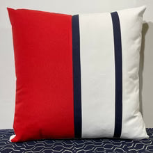 Sunbrella Duo Stripe Large Pillow in Logo Red/Navy