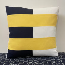 Sunbrella Tiles Pillow in Buttercup/Navy