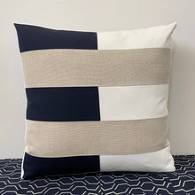 Sunbrella Tiles Pillow in Flax/Navy