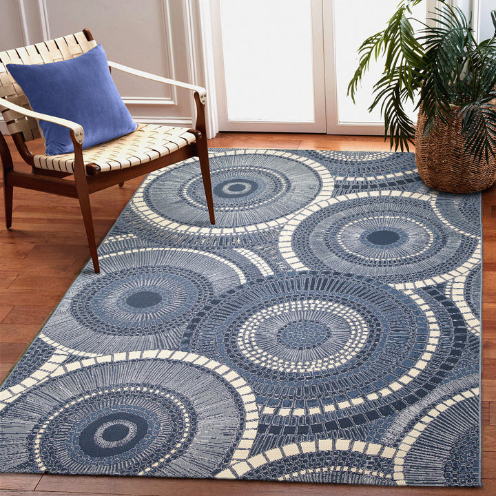 Liora Manne Marina Circles Indoor/Outdoor Rug | Delft