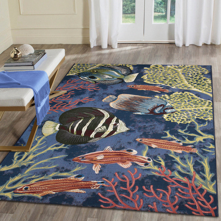 Liora Manne Marina Fish Indoor/Outdoor Rug | Navy